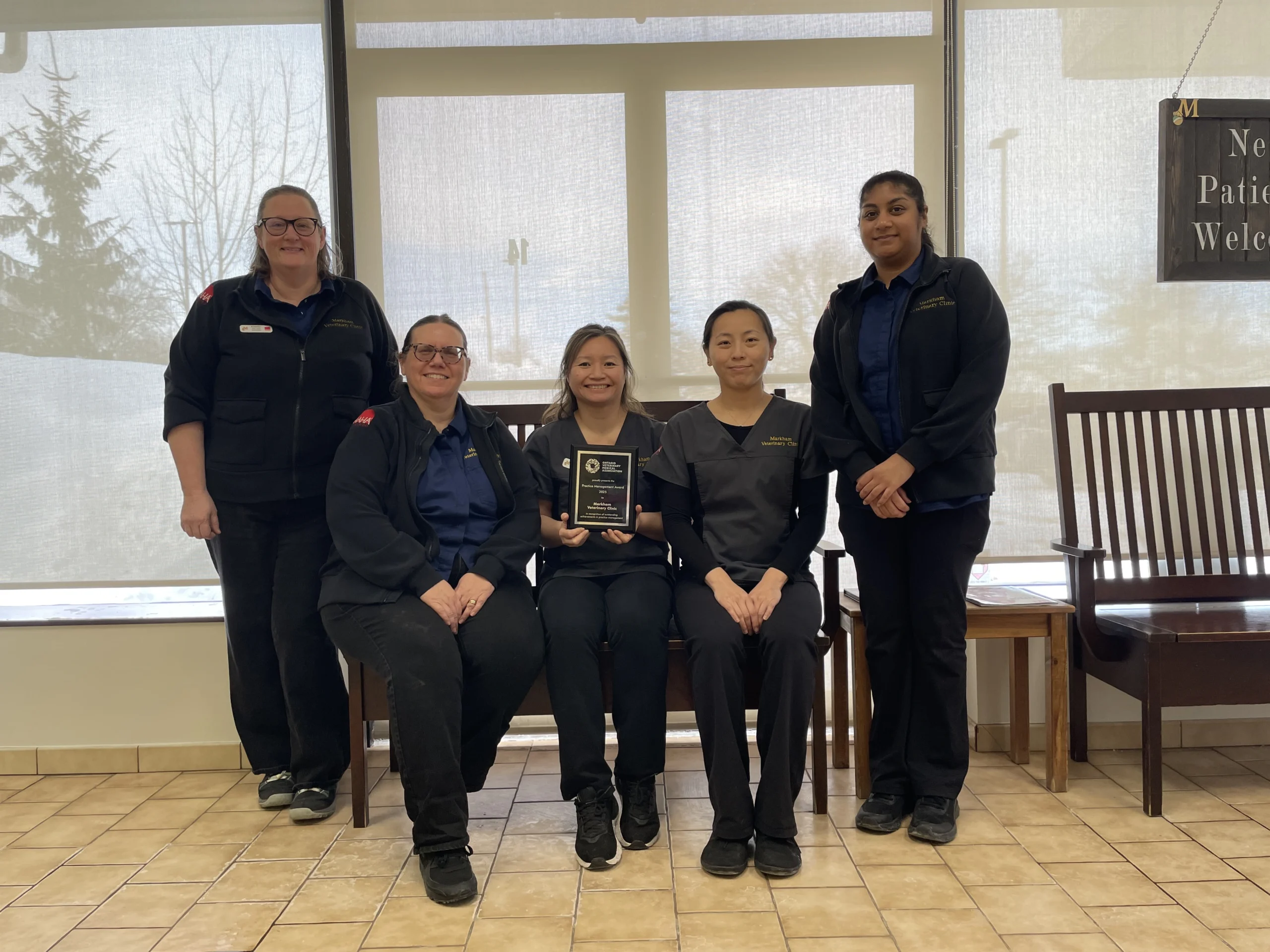 Staff of Markham Vet Clinic with OVMA award